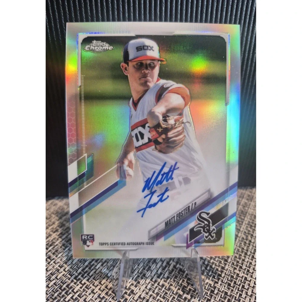 2021 Topps Chrome Matt Foster #RA-MF Rookie Autos Refractor /499 (RC) White Sox